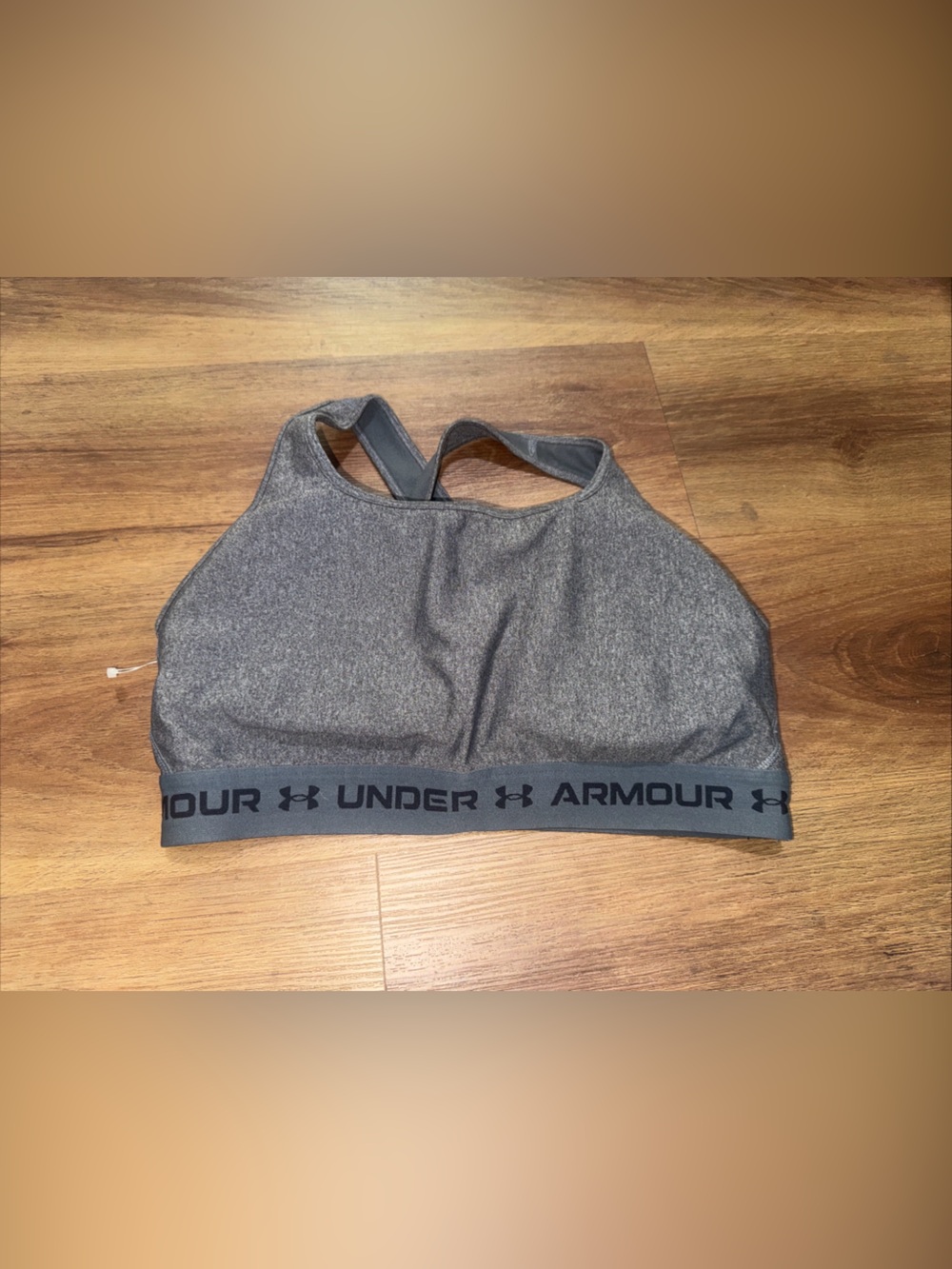 Under Armour Sports Bra Mid Cross Heather Gray Size XL Wire Free Padded